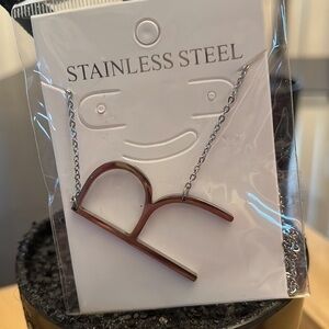 Initial necklace stainless steel slant design